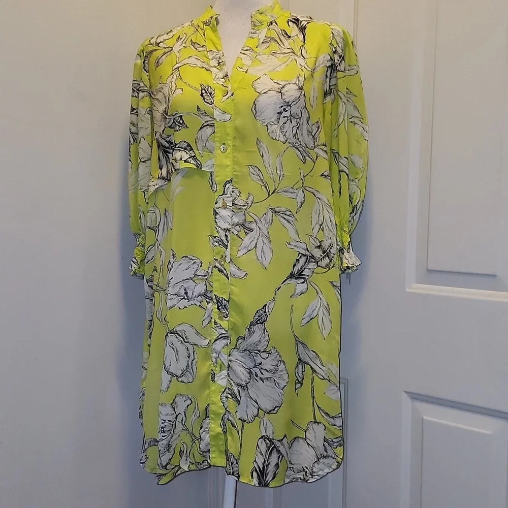Noen Floral Shirt Dress Mini Size 8 Viscose